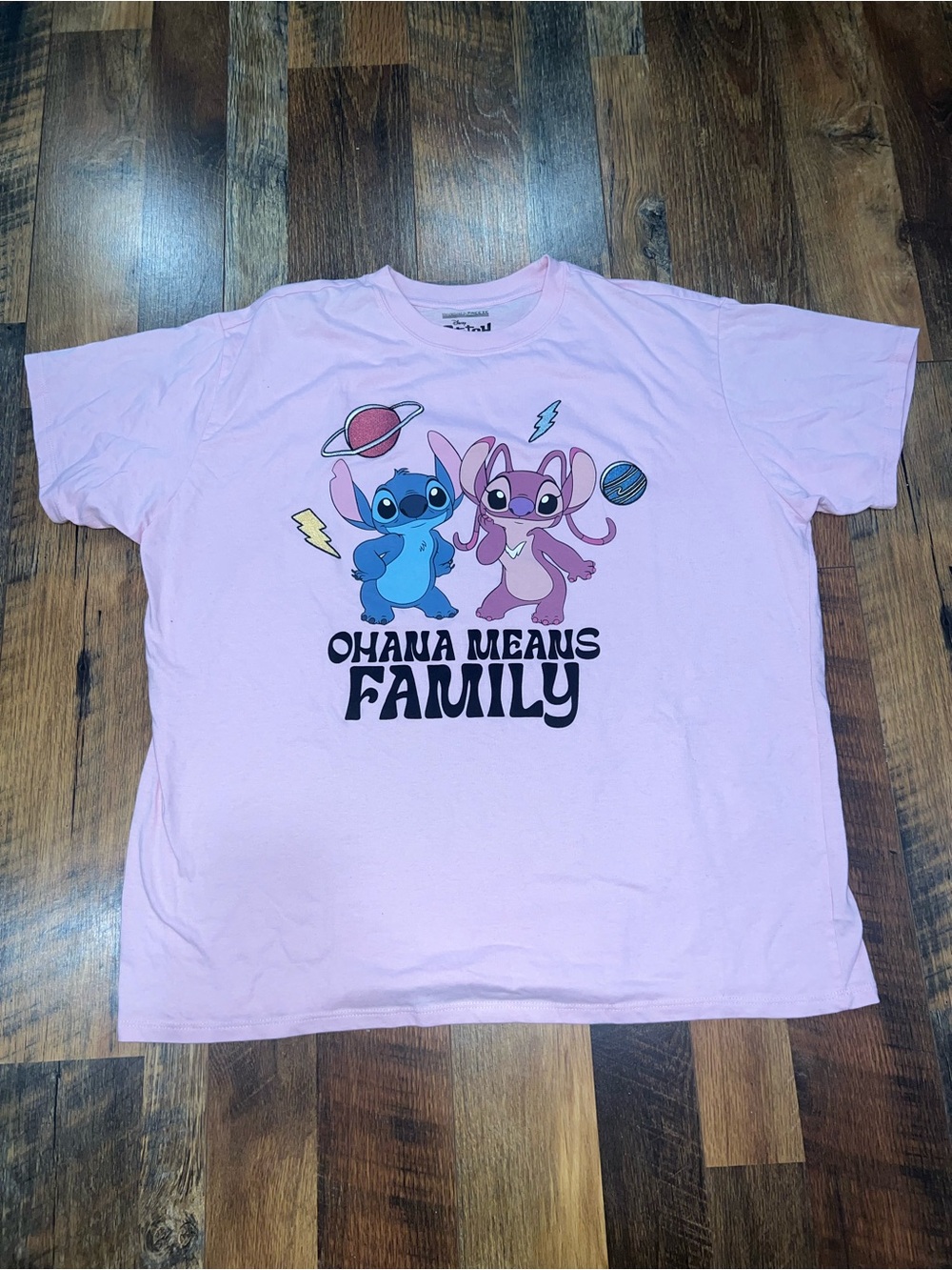 Disney Pink 'Ohana Means Family' Lilo & Stitch Short Sleeve Tee